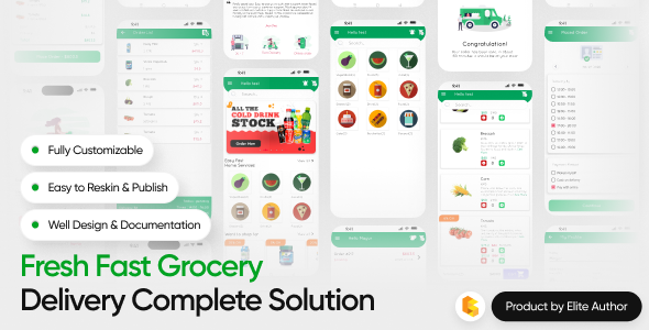 Fresh Fast grocery delivery app source code with admin panel preview