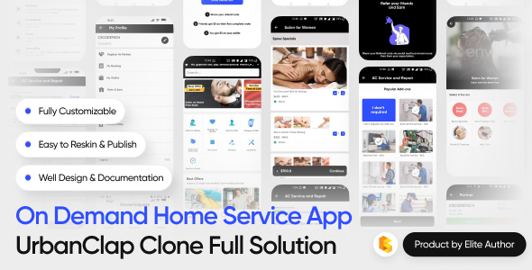 UClap home service app source code with admin panel preview