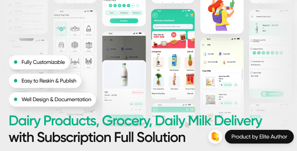 DailyMilk daily milk delivery app source code with subscription preview