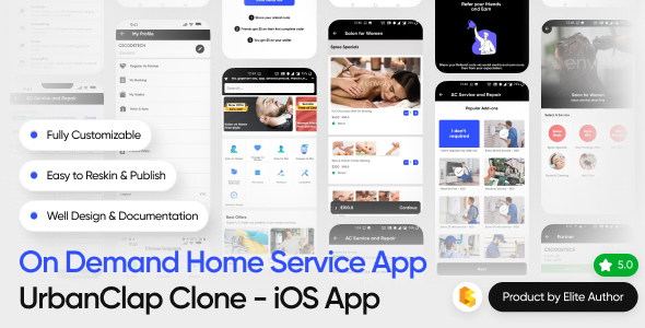 UClap iOS home service app source code preview