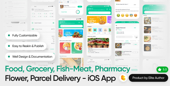 Multi Purpose - Food, Grocery, Fish-Meat, Pharmacy, Flower, Courier(Parcel) Delivery | iOS Apps