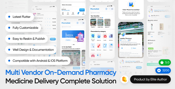PharmaFast pharmacy delivery app source code with prescription upload preview