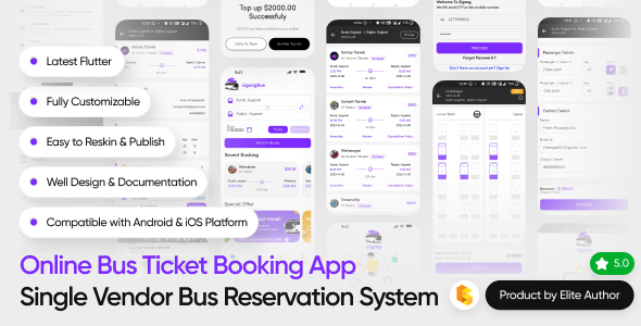 ZigzagBus RedBus clone bus ticket booking app source code preview