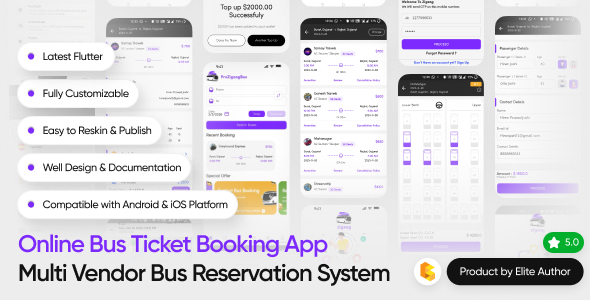 ProZigzagBus bus ticket booking app source code preview
