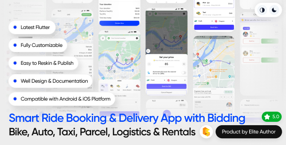 ZippyGo taxi bidding app source code preview