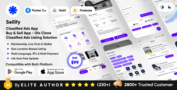 Sellify classified ads app source code preview