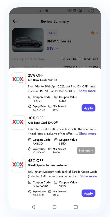 CarLink - Car Rental Booking App | Rent a Car | Taxi and Self Drive Car Renting | Complete Solution Screenshot 22 thumbnail