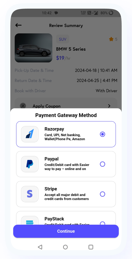 CarLink - Car Rental Booking App | Rent a Car | Taxi and Self Drive Car Renting | Complete Solution Screenshot 23 thumbnail