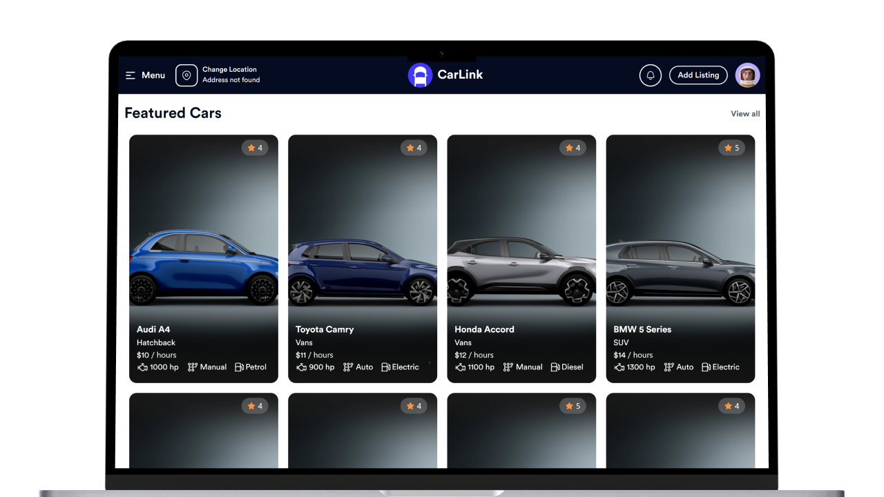 CarLink - Car Rental Booking System - Multivendor Vehicle Hire Platform - Online Car Reservation Screenshot 2 thumbnail