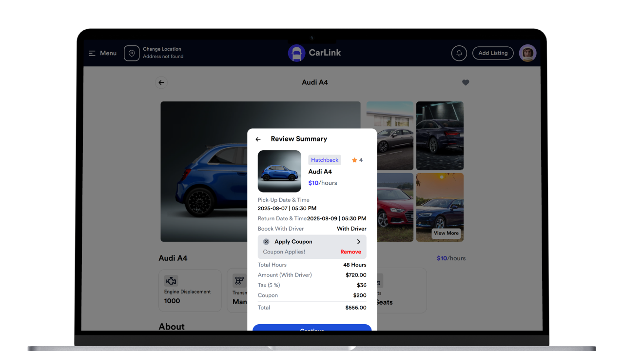 CarLink - Car Rental Booking System - Multivendor Vehicle Hire Platform - Online Car Reservation Screenshot 7 thumbnail