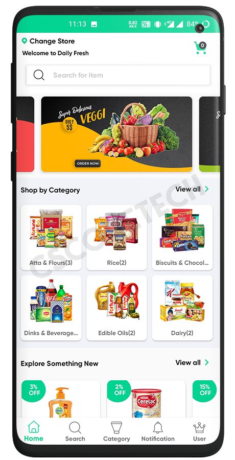 GoGreen - Food, Grocery, Pharmacy Multi Store(Vendor) Android App with Interactive Admin Panel Screenshot 2 thumbnail
