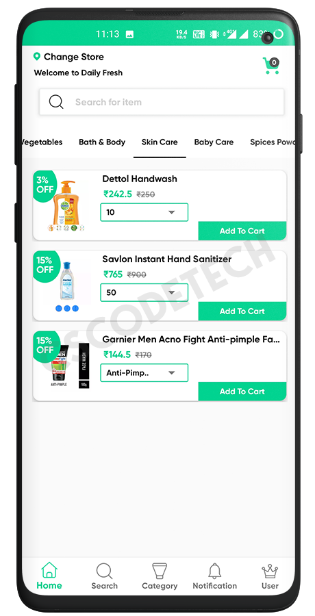 GoGreen - Food, Grocery, Pharmacy Multi Store(Vendor) Android App with Interactive Admin Panel Screenshot 3 thumbnail