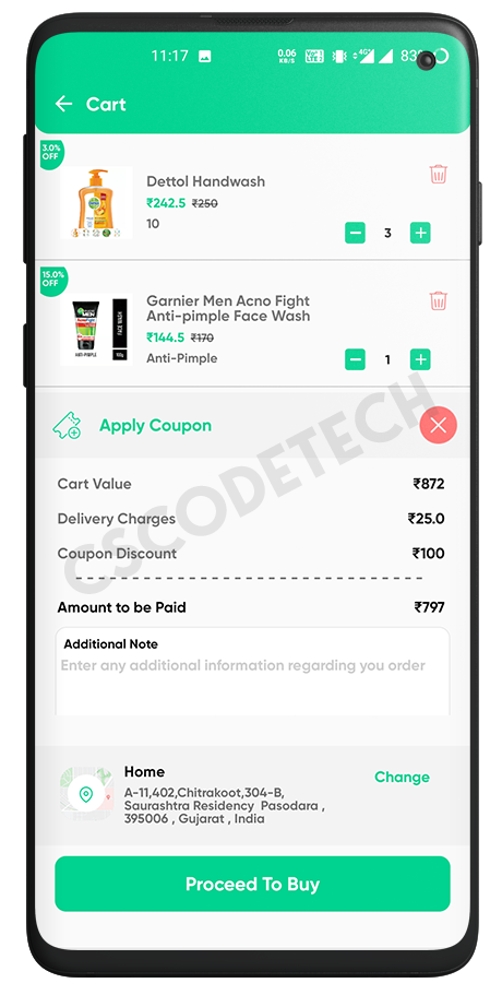 GoGreen - Food, Grocery, Pharmacy Multi Store(Vendor) Android App with Interactive Admin Panel Screenshot 6 thumbnail