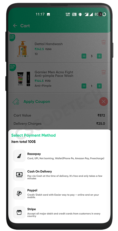 GoGreen - Food, Grocery, Pharmacy Multi Store(Vendor) Android App with Interactive Admin Panel Screenshot 9 thumbnail