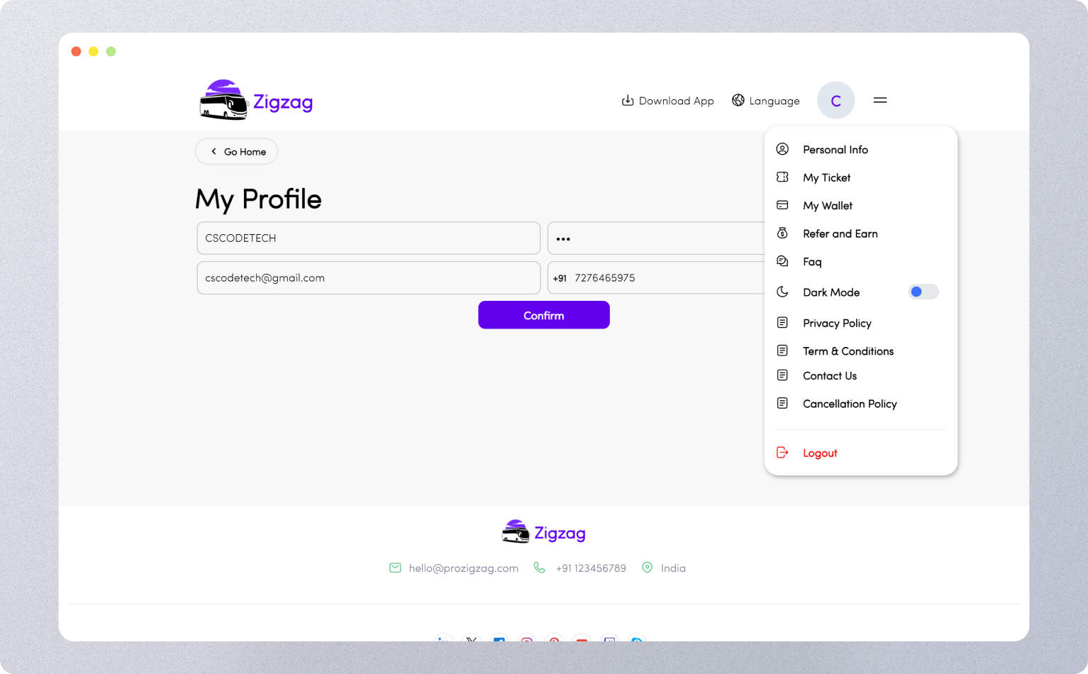 ProZigzagBus Flutter web bus reservation screenshot 8 thumbnail