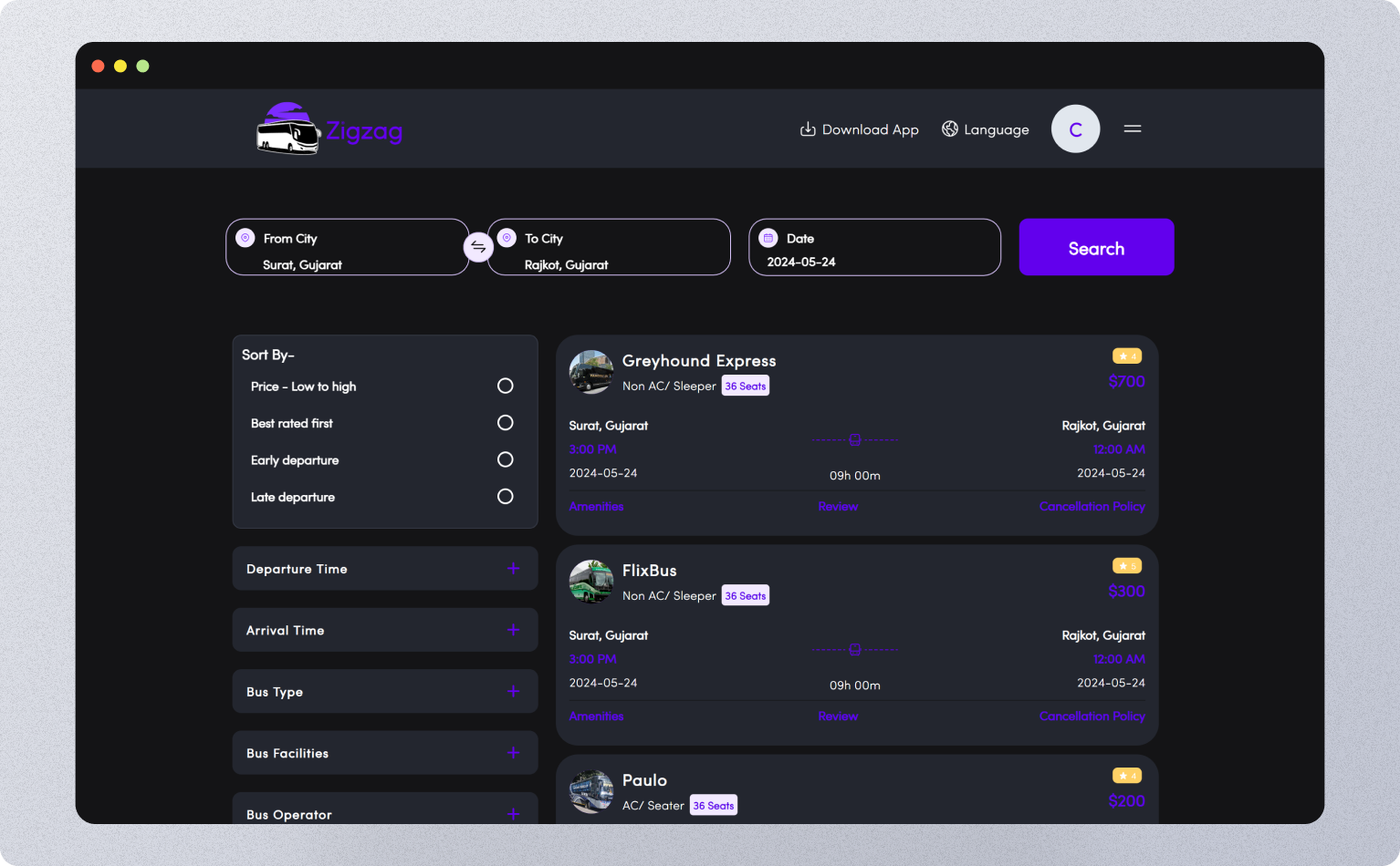 ProZigzagBus Flutter web bus reservation screenshot 10 thumbnail