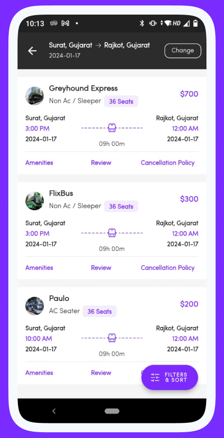 ProZigzagBus bus reservation app screenshot 9 thumbnail