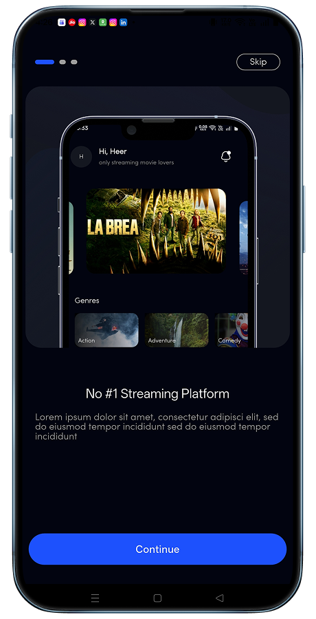 Streamify video streaming Flutter app screenshot 1