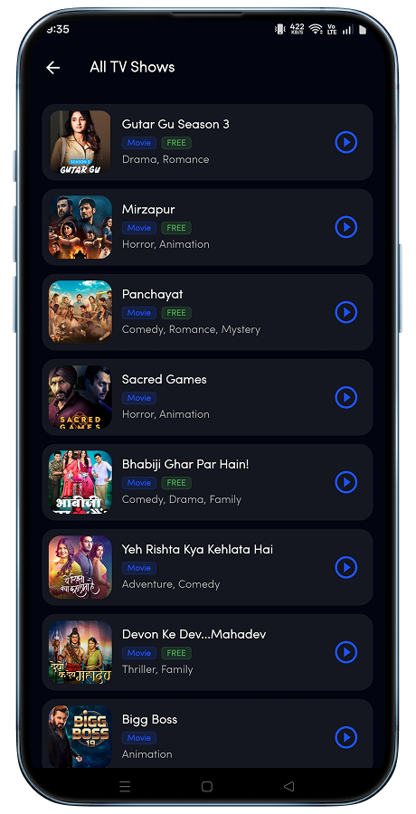 Streamify video streaming Flutter app screenshot 14 thumbnail