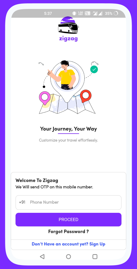 ZigzagBus online bus reservation system screenshot 1